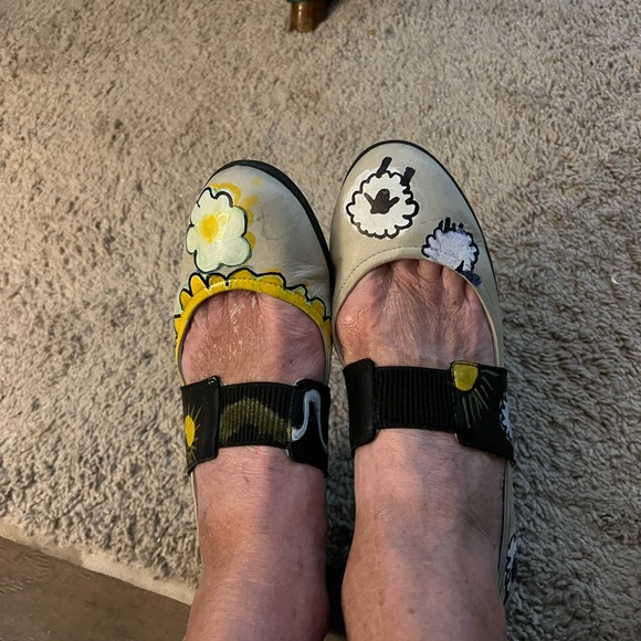 Hand painted Cloud supple genuine leather Mary Janes 39 - Picture 4 of 7